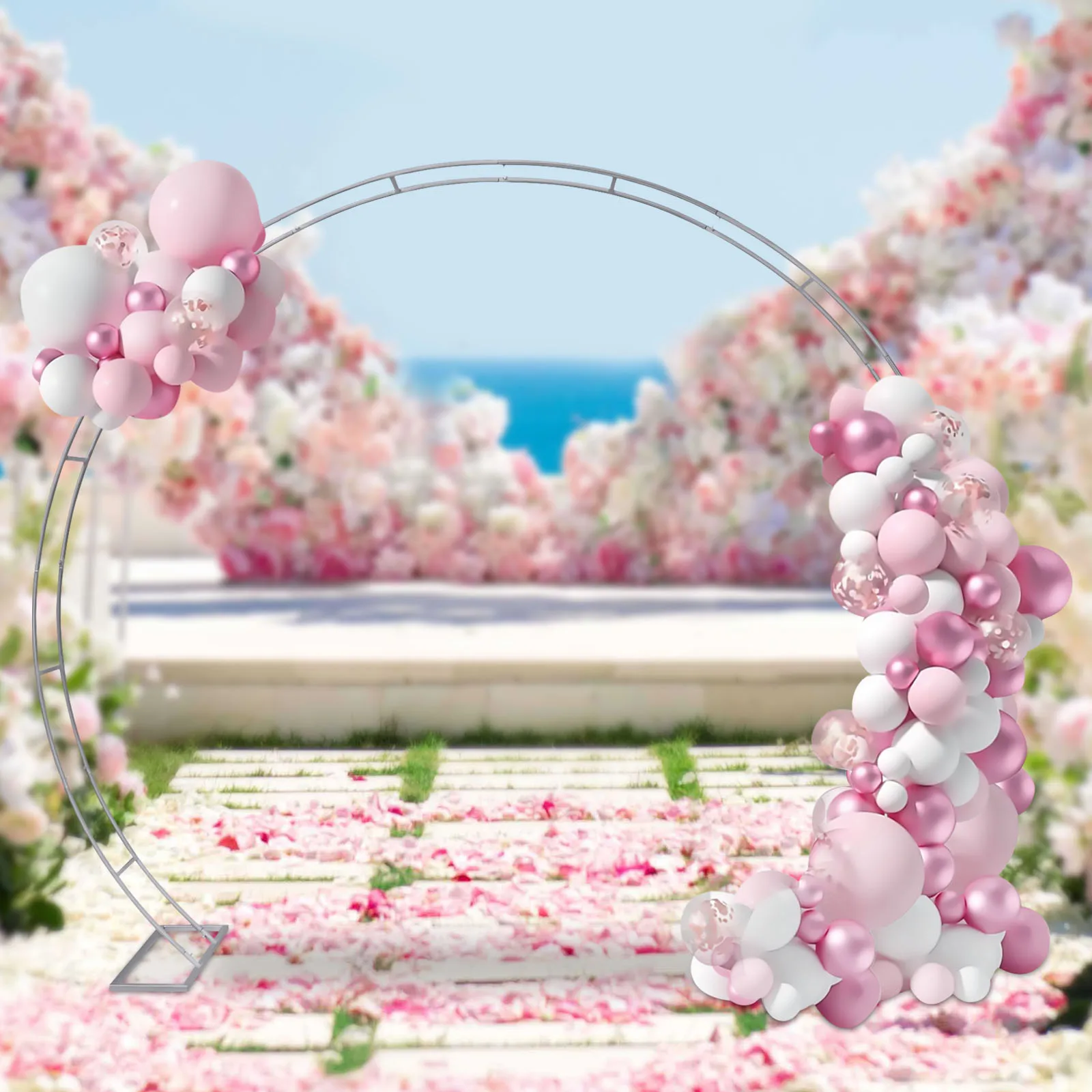 9ft Metal Wedding Arch Stand Round Balloon Arch Party Backdrop Decor Flower Rack Wedding Metal Frame