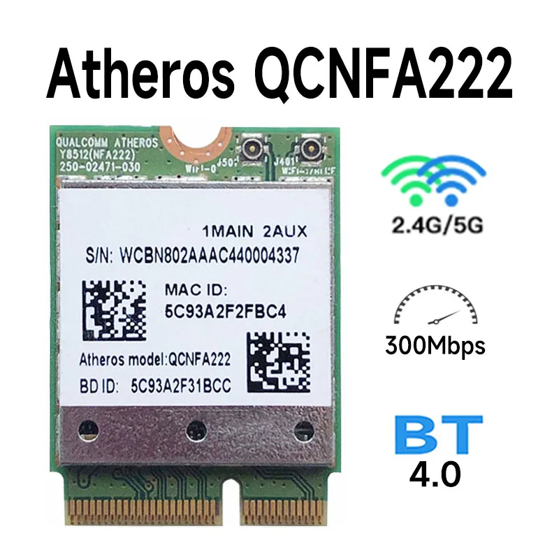Ar5bwb222 wireless network adapter. 11b/g/n wireless network adapter. Ar5bwb222 wireless network adapter. Atheros qcnfa222 datasheet. Qualcomm atheros ar5bwb222 wireless network adapter.
