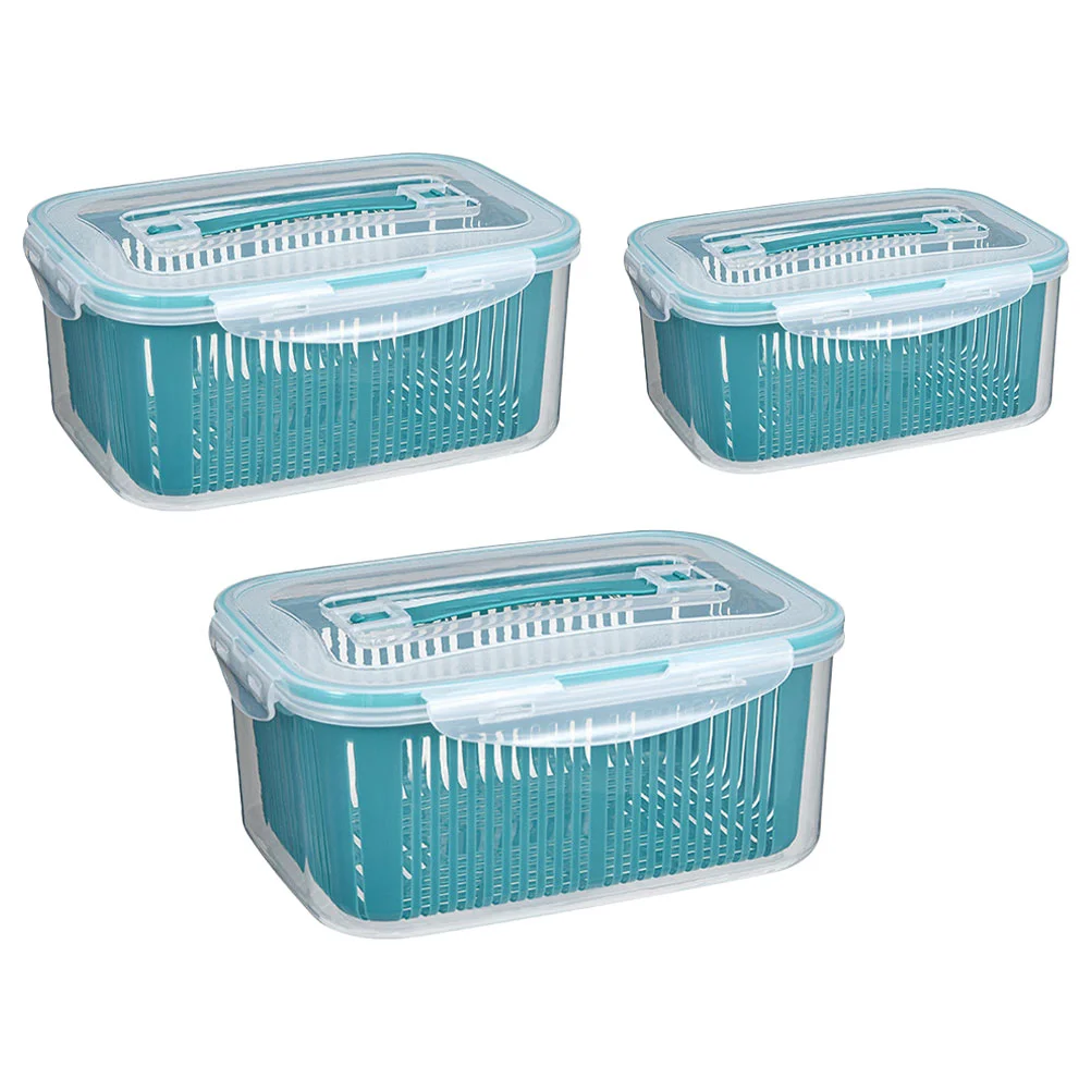 

3 Pcs Drawers Portable Food Container Crisper Fridge Organizers Fruit Vegetable Colander Pp Stackable