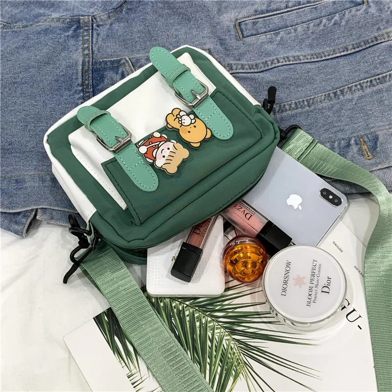 New Canvas Women's Crossbody Bags Fashion Belt Decorative Cloth Bag Korean Style One-shoulder Bags Diagonal Small Square Bags