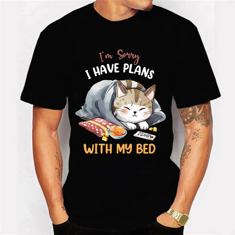 

Мне жаль, что у меня есть планы с графическим рисунком кровати, футболки с забавным ленивым котом, топы, модные футболки в стиле Харадзюку, женские и мужские брендовые футболки