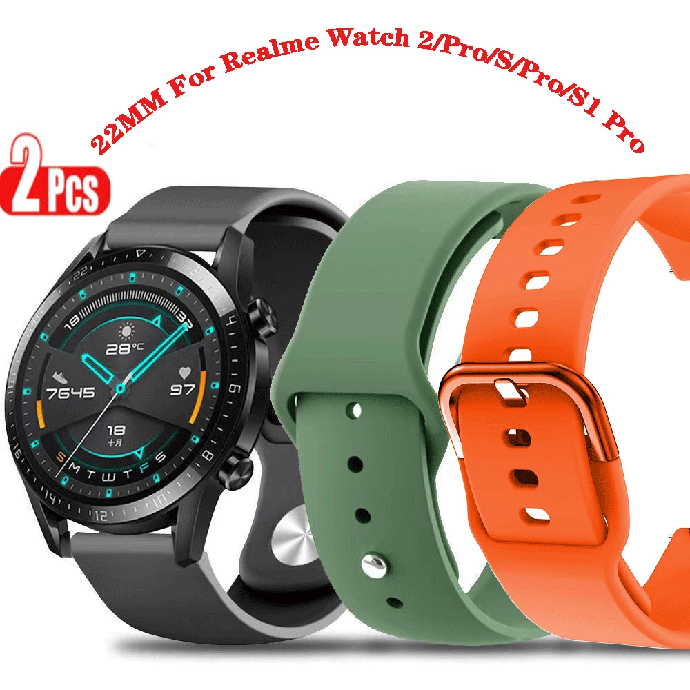 

22MM WatchBand Straps For Realme Watch 2 /2 Pro SmartWatch Silicone Wriststrap For Realme Watch S /Pro Bracelet Accessories Belt
