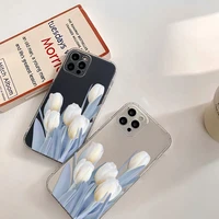 tulip pattern iphone 7 8 11 12 13 x xs xr pro max mini case shock resistant slim tpu phone case