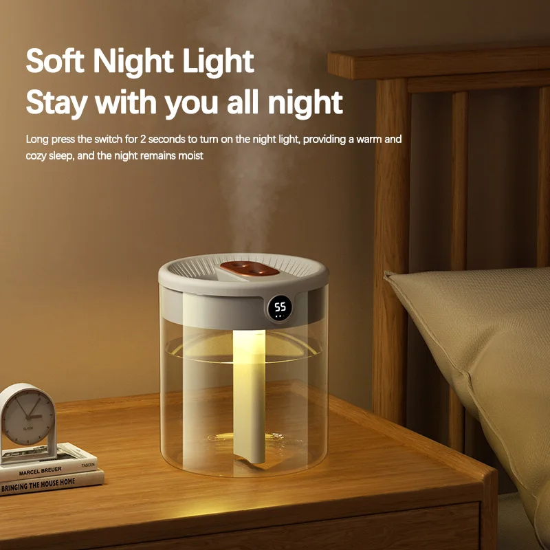 Увлажнитель воздуха с двойным соплом 2 л ЖК-дисплеем влажности