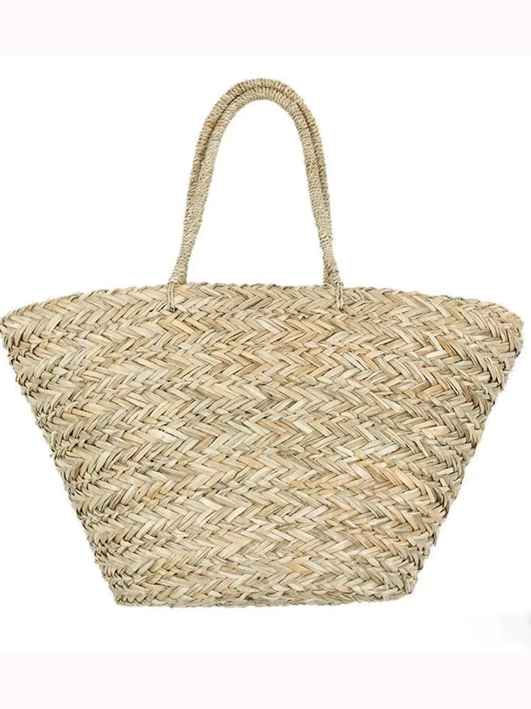 

Fitshinling Handmade Straw Bag Bohemian Holiday Vintage Large Capacity Moven Rattan Shoulder Handbags For Women Tote Female