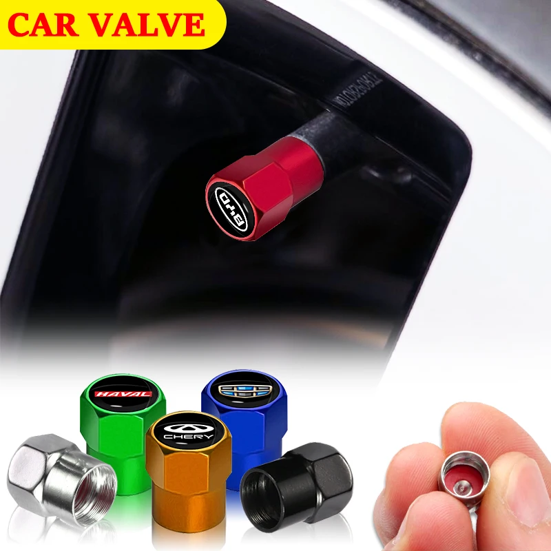 

New Aluminum 4pcs Car Tire Valve Caps Hex Alloy Tyre for Geely Ic Panda Ck Emgrand Ec7 Mk Gc7 X7 GE SC7-RS Sport Accessories