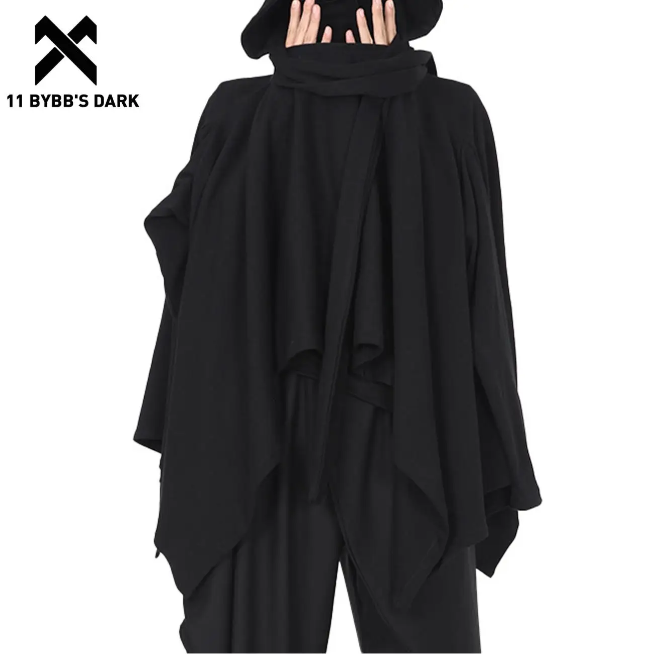 11 BYBB'S DARK Halloween Coat Hoodie Dark Style Detachable Hat Cloak Hoodie Halloween Cosplay Long section Loose Irregular Cloak