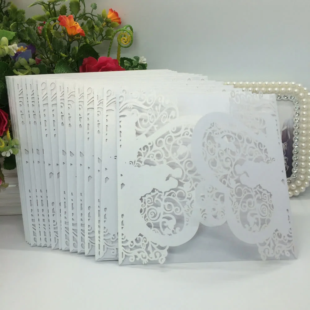 50 шт. Романтическая Свадебная пригласительная открытка с изящным резным узором в