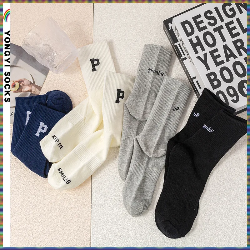 

P letter socks spring and summer lovers street sports tube socks male net red tube socks autumn and winter