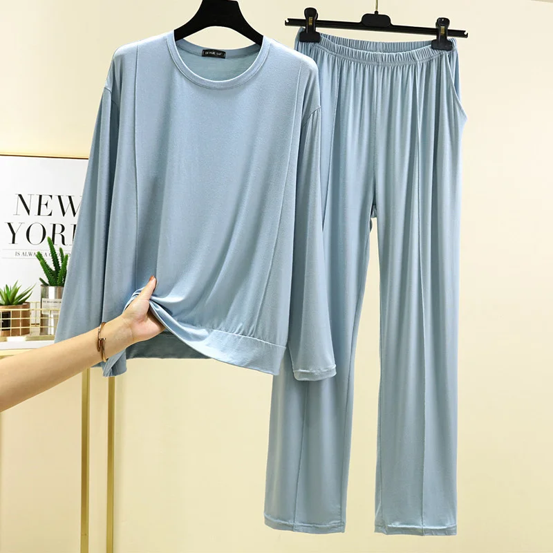 

Pyjama Pour Femme 2024 New Spring Autumn Home Wear Set Comfort Modal Long Sleeve Pajamas Women Lounge Pant Suit Ladies Pijama