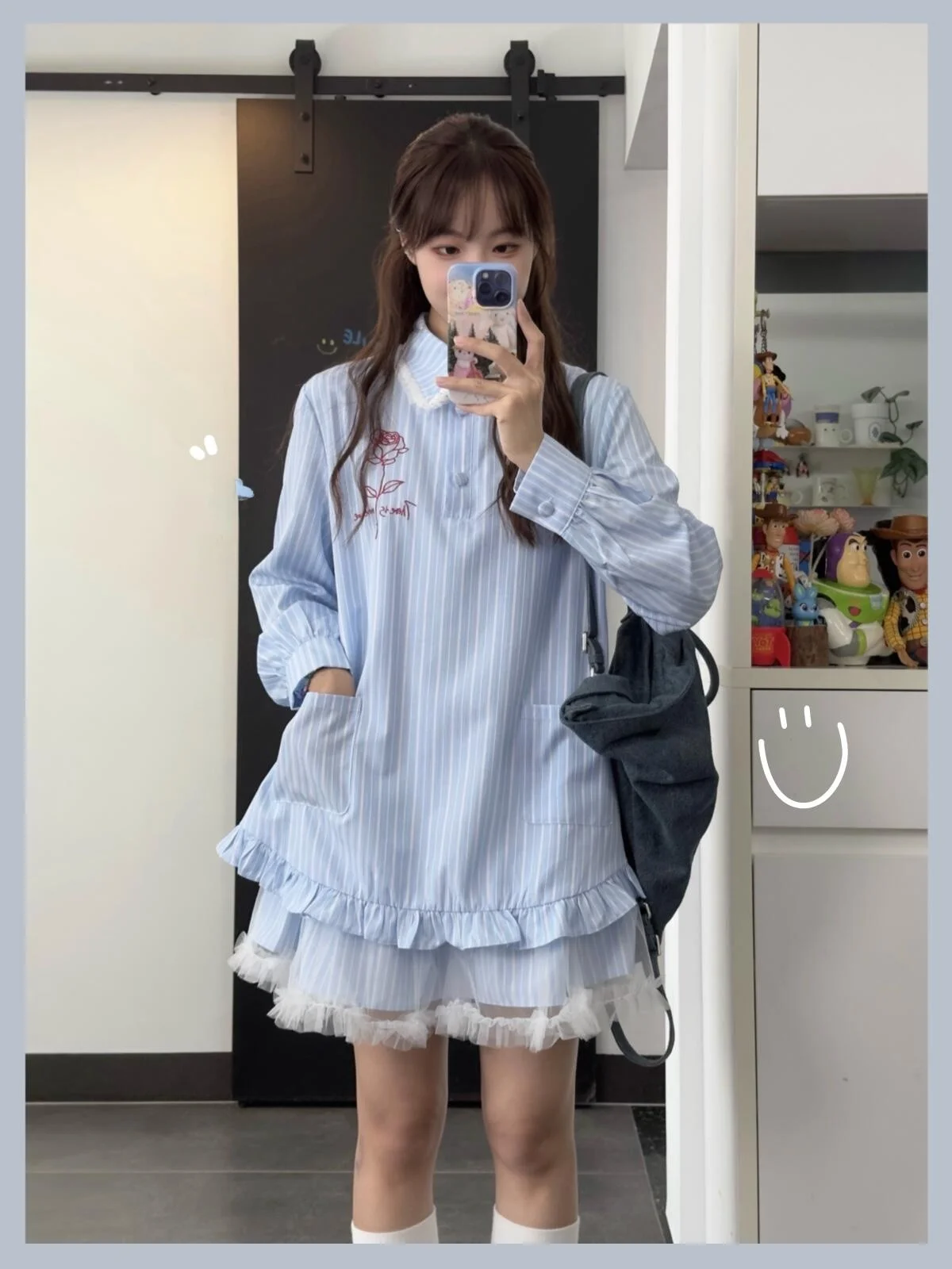 Платье-рубашка в синюю полоску 2024 ранняя осень новое элегантное маленькое