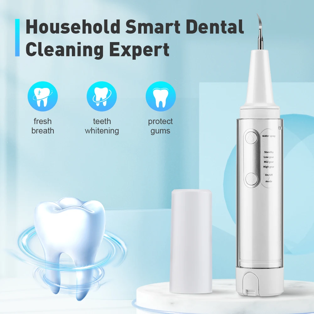 

Electric Ultrasonic Dental Cleaner Teeth Cleaning and Flushing 2-in-1 Dental Calculus Remover Whitening USB Charging