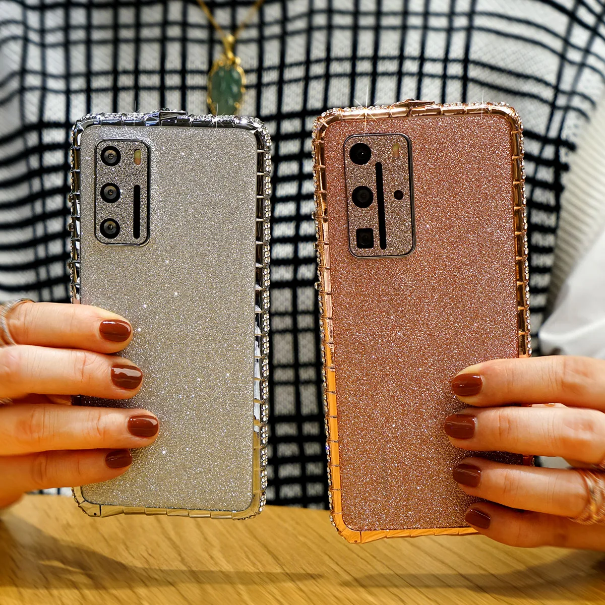 Fashion Snake Head Rhinestone Bumper for Hawei P40 Pro Case Slim Glitter Phone Back Cover Protective Film Girls Fundas Capa