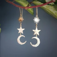 boho style textured sun moon star pendant earrings charm fashion womens metal earrings engagement wedding party gift jewelry
