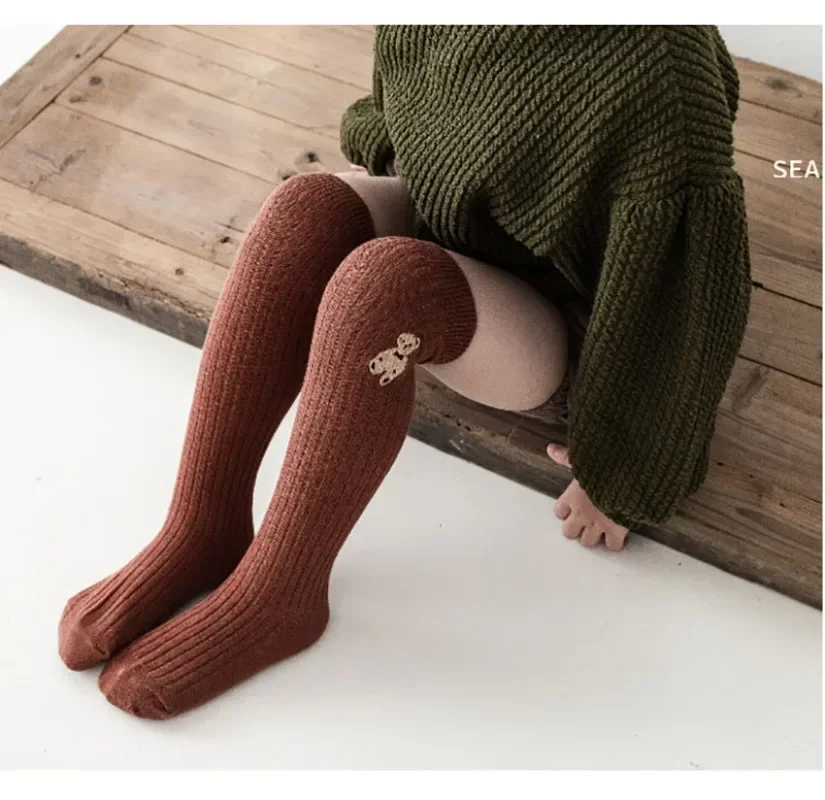 Детские носки для гольфа в корейском стиле с милым медвежьим узором