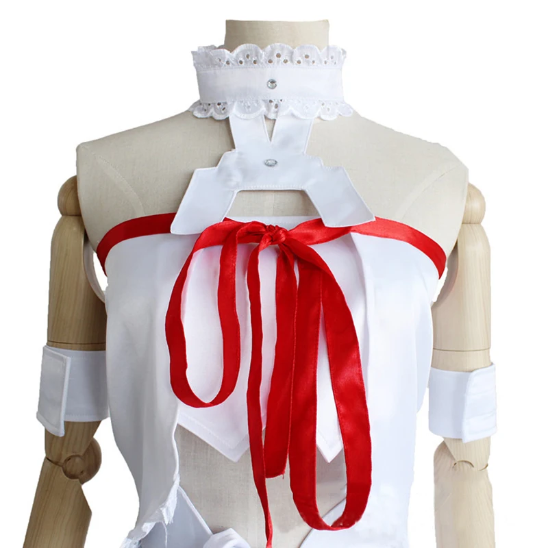 Anime Game Role Play Costume  Asuna Yuuki Full Set Women Cosplay Costumes White Dress Skirt Suit Halloween Orgy Party Clothing images - 6