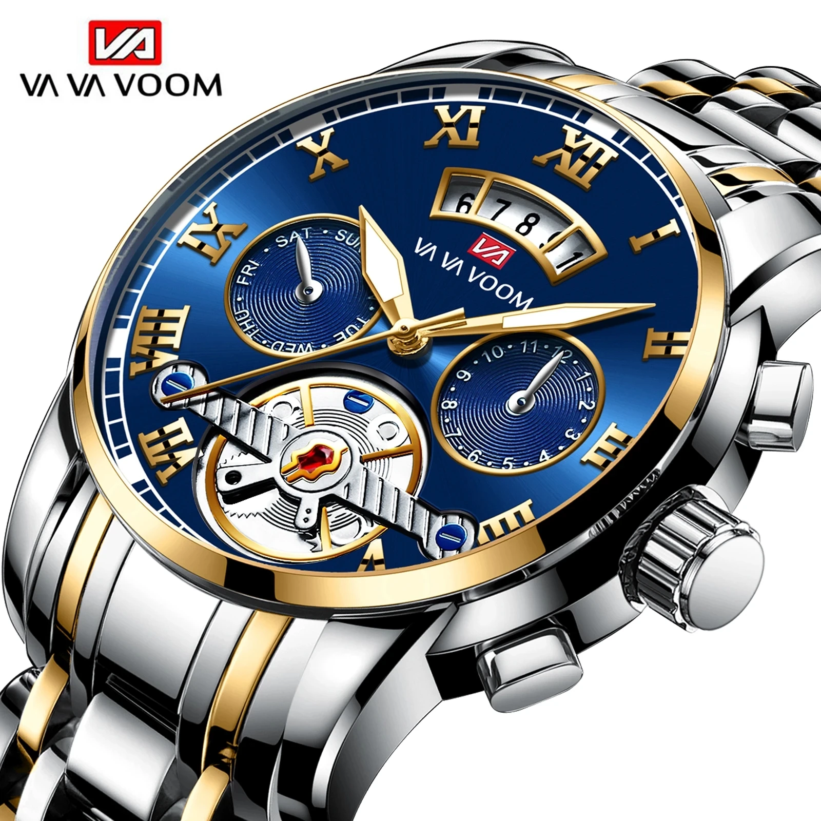 

2023 New 12 O'clock Calendar Tourbillon Relogio Masculino Waterproof Sports Male Stainless Steel Strap Waterproof Watch for Men