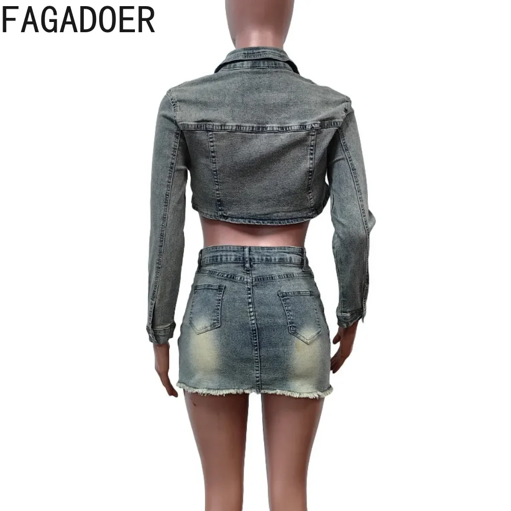 FAGADOER Tie Dye Сексуальные джинсовые комплекты из 2 предметов Женская одежда с