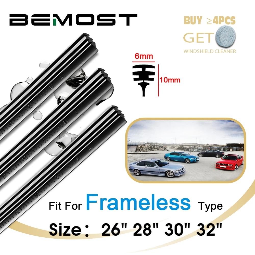 

2 шт. DIY Cut Автомобильные бескаркасные стеклоочистители полоски 6 мм Дворники для лобового стекла заправка натуральный каучук полосы 26 "28" 30 "32" автомобильные аксессуары