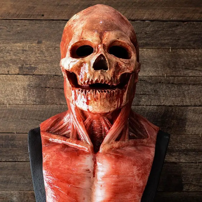 Полная маска черепа на шлеме ужасов для Хеллоуина, вечеринок косплея, кровавого и отвратительного рота, страшная маска ужаса.