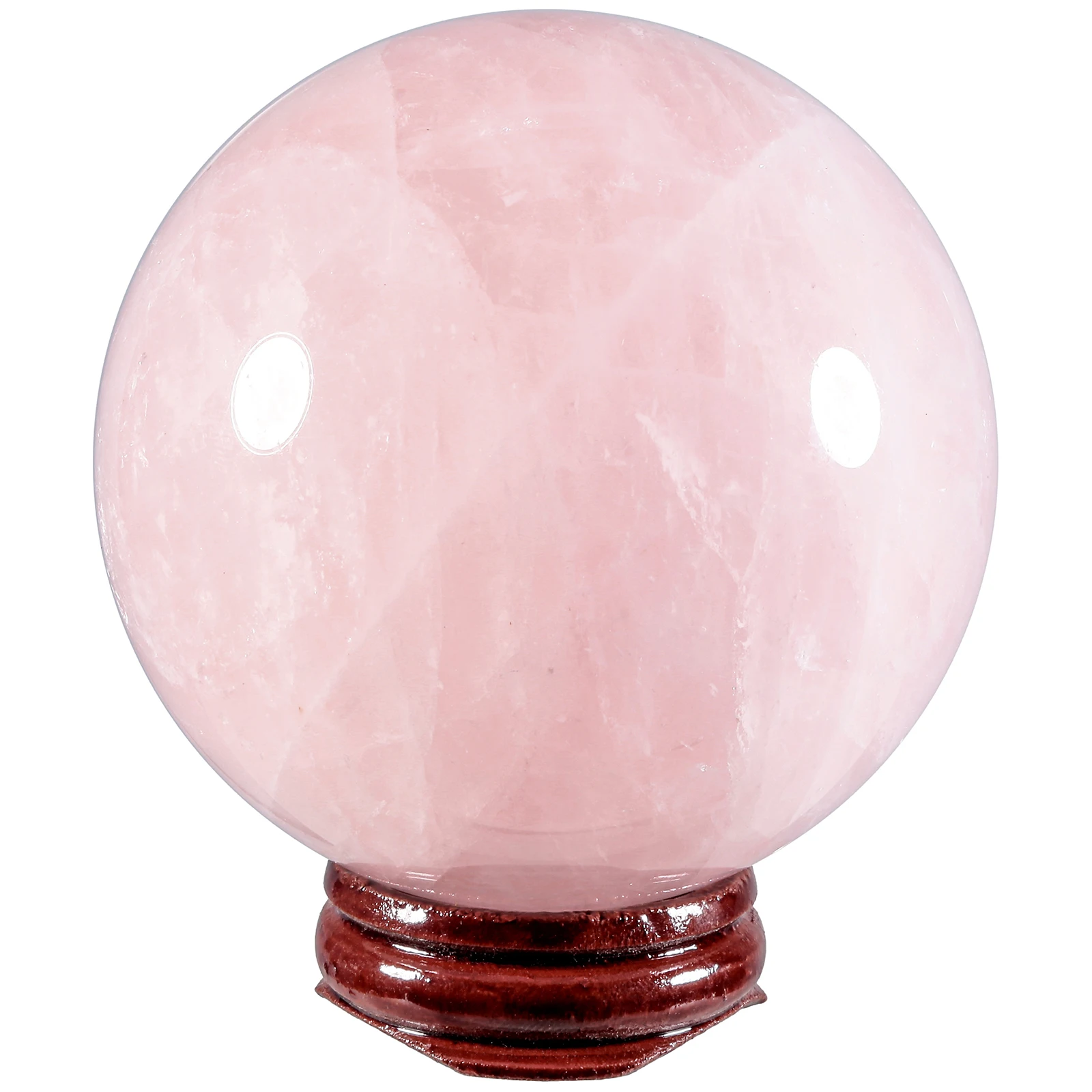60-65mm/65-70mm Natural Rose Quartz Crystal Ball With Wood Stand Healing Stone Sphere Sculpture For Room Desktop Decoration