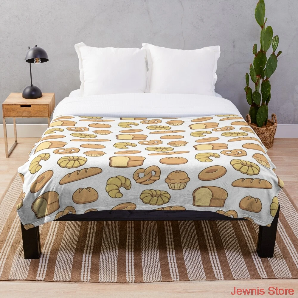 

All Types of Bread Pattern Throw Blanket Fleece for Beds Thick Quilt Fashion Bedspread Sherpa Throw Blanket Adults Kids
