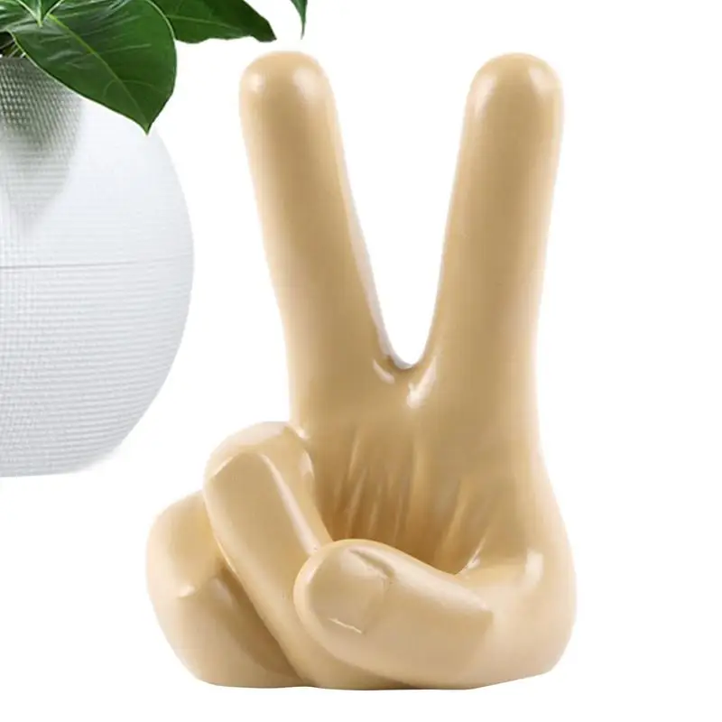 

Finger Resin Crafts Ornaments Resin Ornament Sculpture Peace Hand Statue Resin Finger Pose Gifts Desk Finger Statues For Desktop