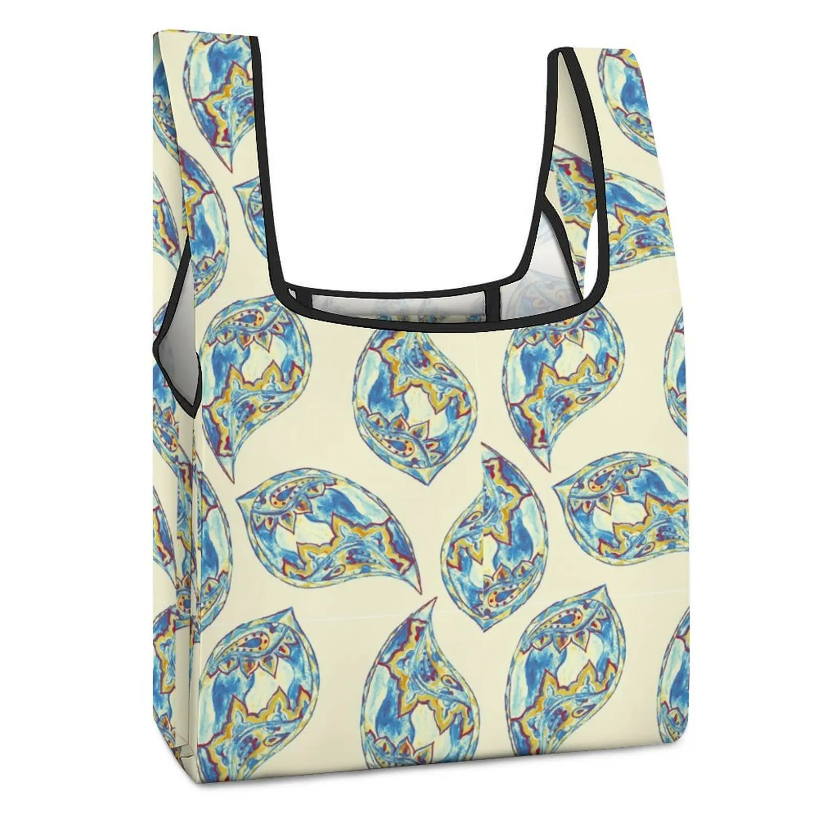 Customized Printed Foldable Shopping Bag Double Strap Handbag Designer Pack  Casual Woman Grocery Bag Custom Pattern