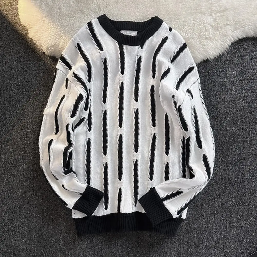 1 шт. свитер с ребристой воротником контрастного цвета мужской осенне-зимний