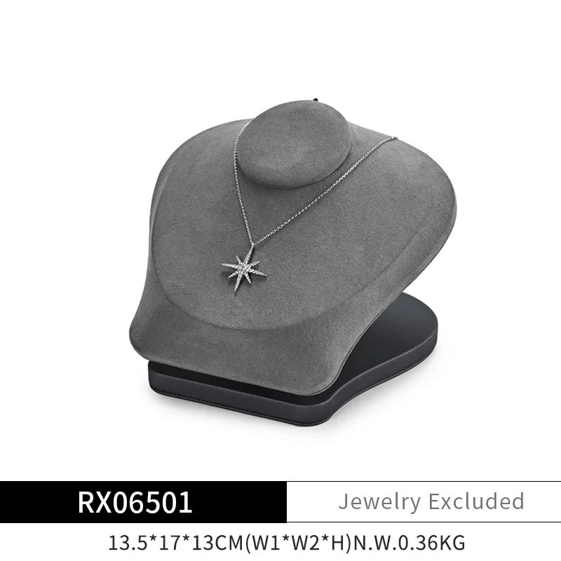 

Oirlv Высококачественное серое ожерелье из искусственной кожи, бюст с микрофиброй, реквизит для демонстрации ювелирных изделий, манекены, держатель для хранения ожерелья