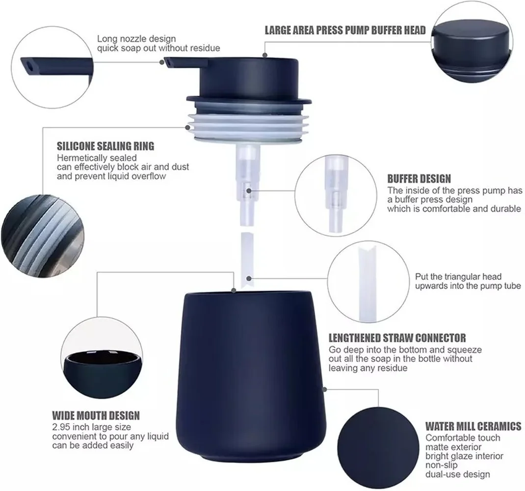 nordic liquid soap bottle dispenser ceramic hand sanitizer shampoo bottle shower gel foam dispenser bathroom accessories set free global shipping