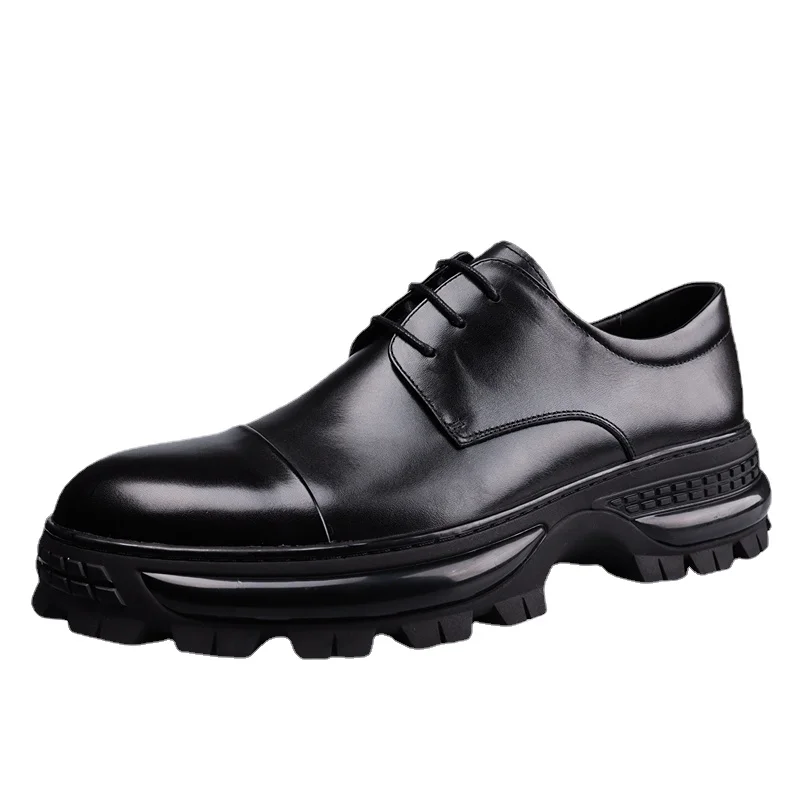 

Мужские туфли на толстой подошве, увеличивающие рост, британские деловые повседневные мужские туфли из натуральной кожи, модные повседневные трендовые Мужские осенне-зимние туфли
