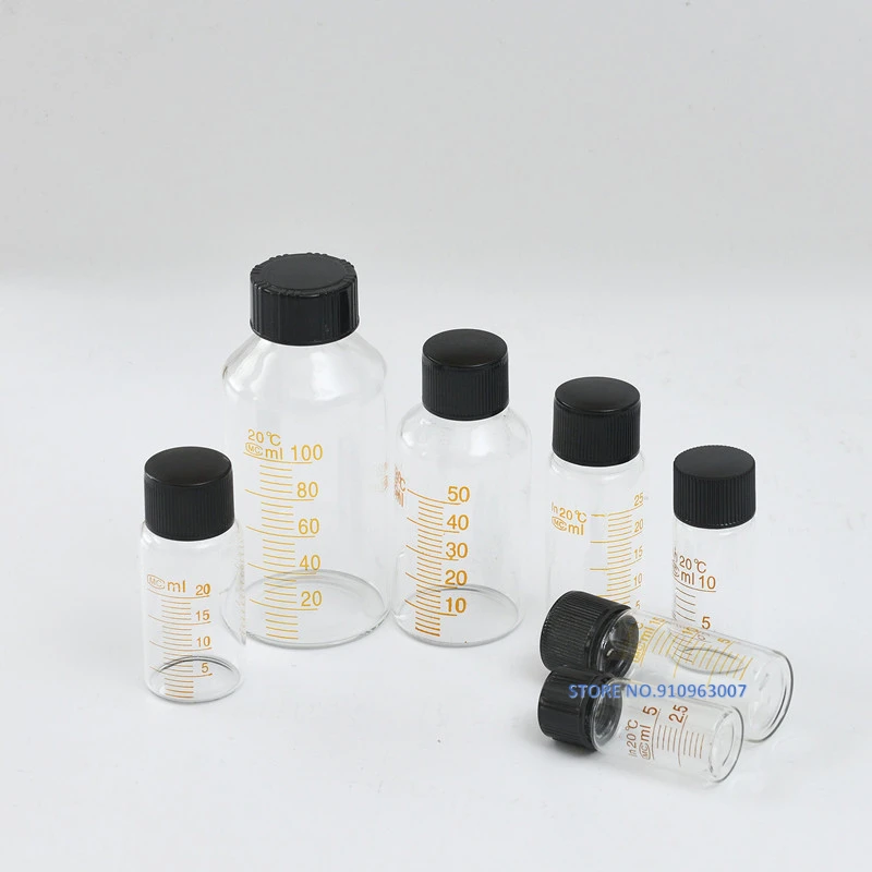 

5ml to 1000ml Lab Graduated Round Borosilicate Glass Reagent Bottle Serum bottle Graduation Sample Vials