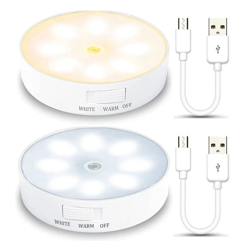 

LED Closet Lights,Motion Sensor Cabinet Lights 2 Colors In 1,USB Rechargeable Light,For Stairs,Wardrobe,Bedroom,Kitchen