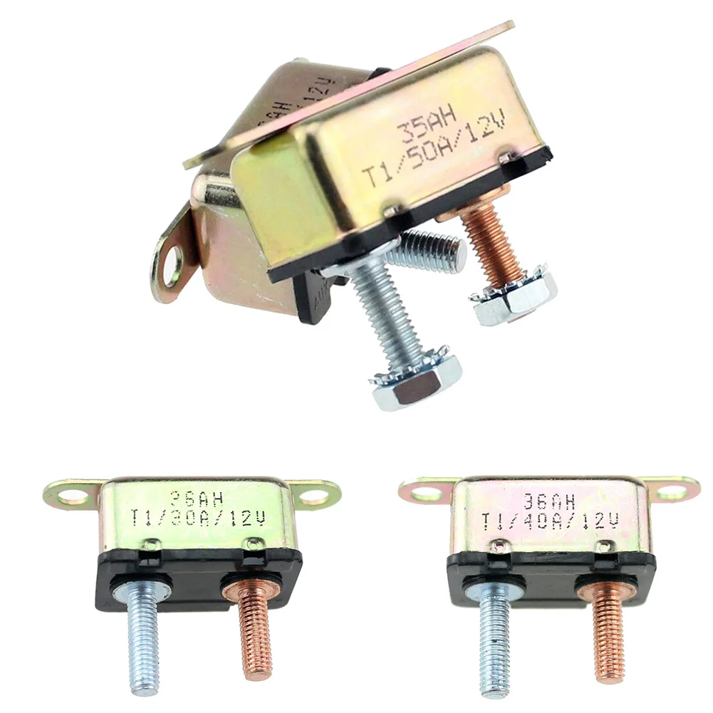

1pc 12V 30A~50A Auto Automatic Fuse Reset Circuit Breaker Copper Stud Bolt For Universal Adjustment 12v Copper Fuse Reset