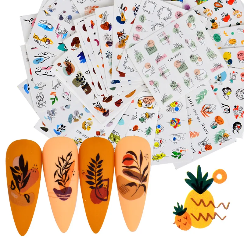 

Nail Sliders Geometric Pattern Water Transfer Nail Foils Nail Stickers 3D Decals DIY Art Beauty New Nail Decorations