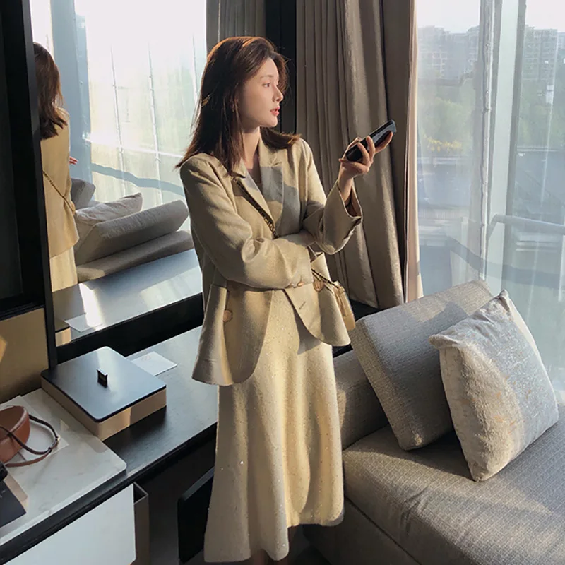 Office Blazers French Style Women Solid Colors Single Breasted Suits 2023 Spring Autumn New Fashion Commute Blazer with Button