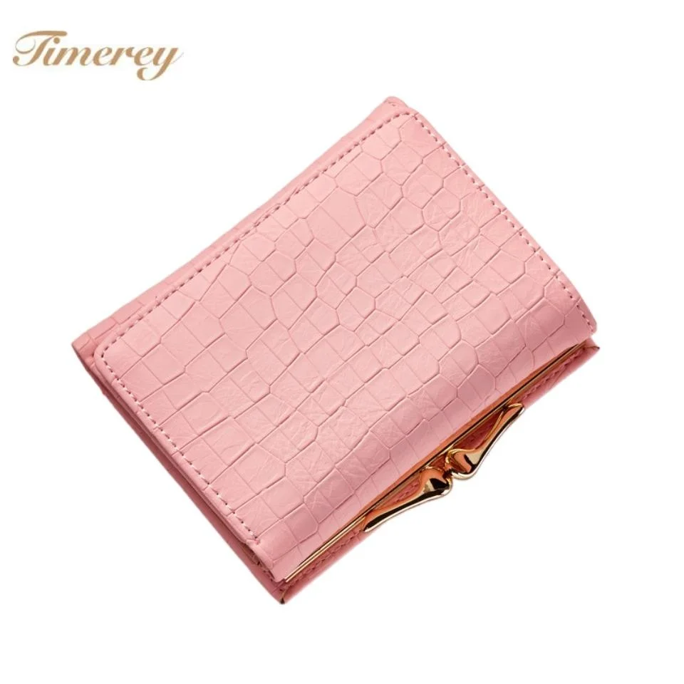 TIMEREY  Women's Wallets Small Purse Female PU Leather Crocodile Pattern Ladies Card Holder Snap Closure With Coin Pocket