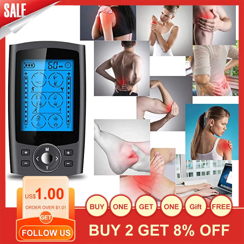 

Tens Unit 24 Modes 20 Intensity Electric Stimulation Massager Muscle EMS Therapy Pain Relief Adjustable Lightweight LCD Display
