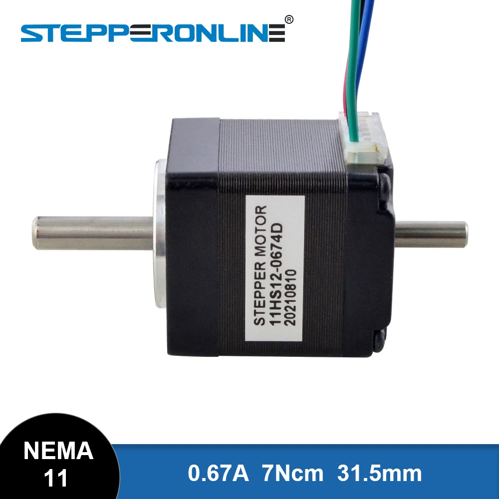 Шаговый двигатель Nema 11 с двойным валом 1.8deg 7Ncm (9 94 унций. in) 0.67A 4-свинцовый шаговый