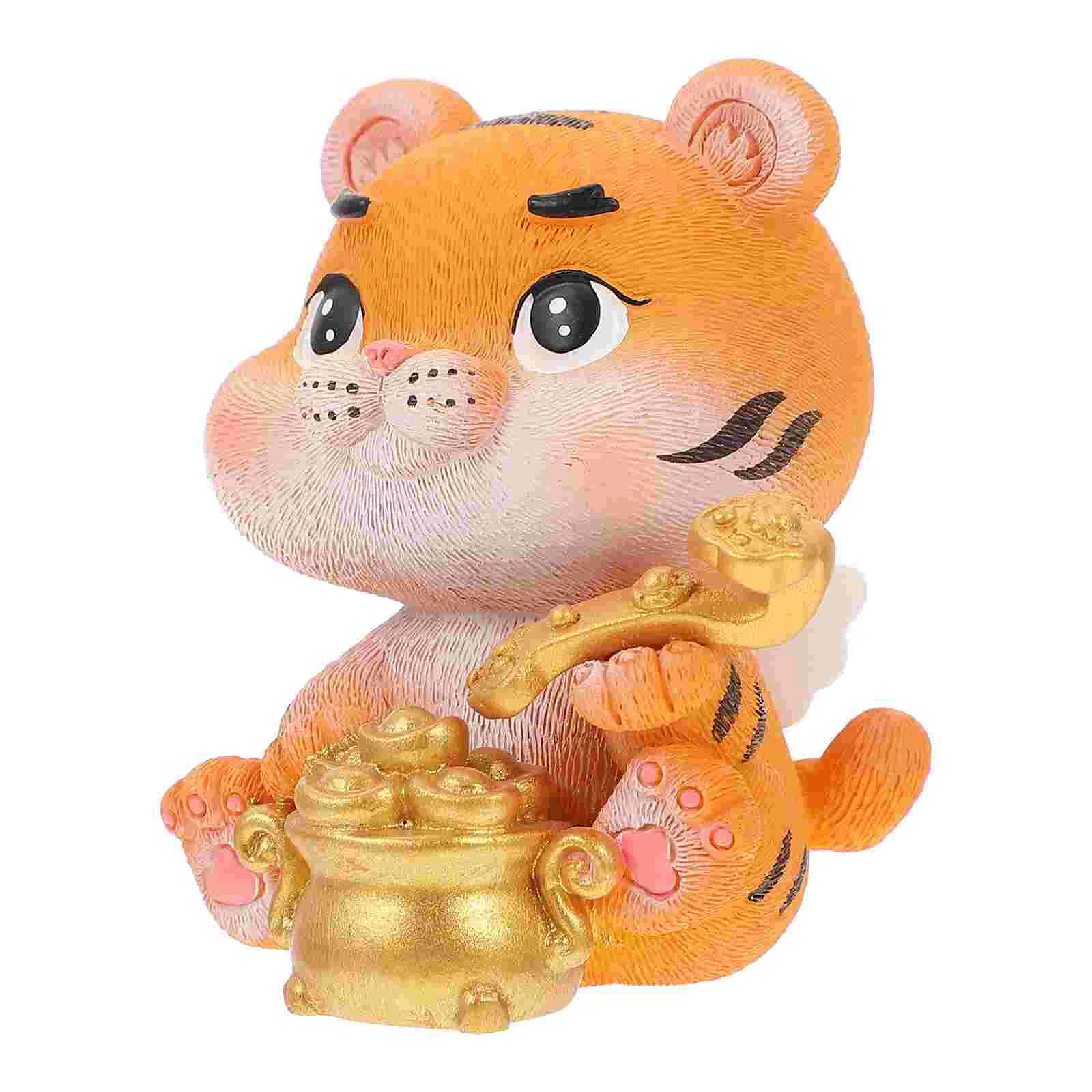 

Chinese Zodiac Statue: Small Sitting Tigers Animals Figurines Year of Mascot Gifts Ornaments for Car Desk Shelf Aquarium