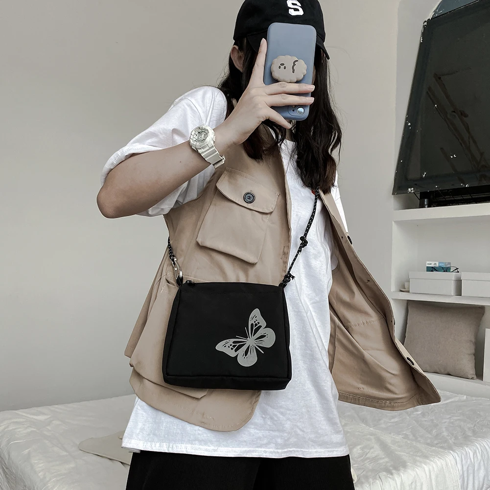 

Casual Streetwear Crossbody Bag Popular Simple Female Daily Bag Women Butterfly Reflective Small Shoulder Pouch