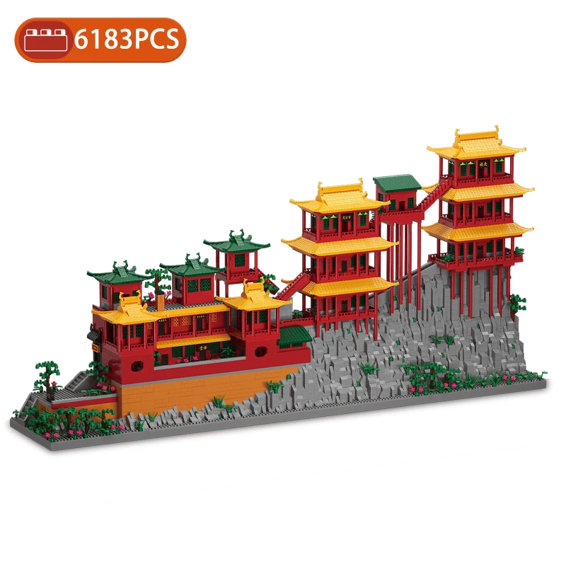 

Креативные строительные блоки MOC серии уличного вида, храм сюанконга, китайская известная архитектура, строительные блоки, модель кирпич детская игрушка