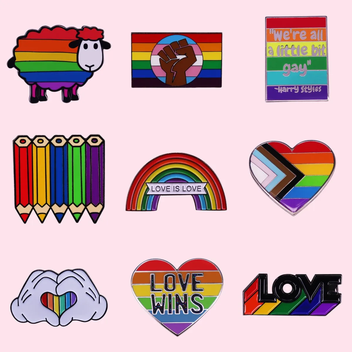 

LGBTQ Gay Pride Rainbow Flag Heart Enamel Pins Moon Sounds Gay I'm In Love Wins Proudly Go Purride Brooch Jewelry Gift Wholesale