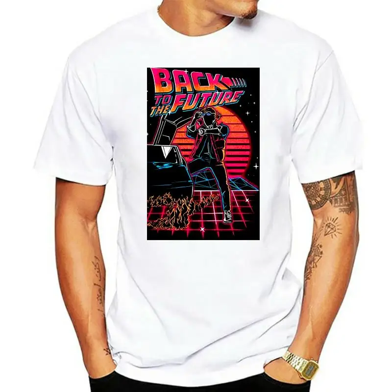 

Back To The Future Neon Sunset Men T Shirt 80S Synthwave Delorean Mcfly Movie