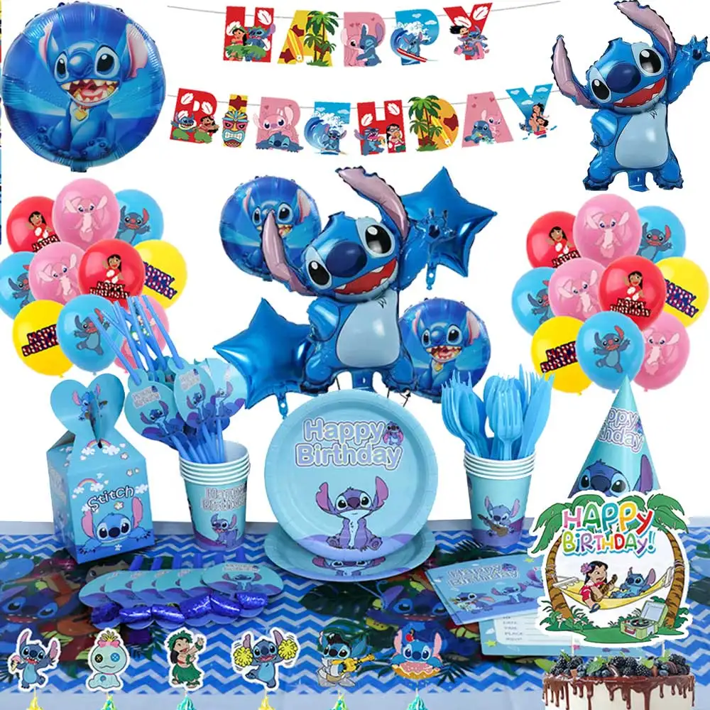 

Украшение для вечеринки в честь Дня Рождения Disney Лило и Ститч, баннер для торта, подвесной Вращающийся набор воздушных шаров для детей, това...
