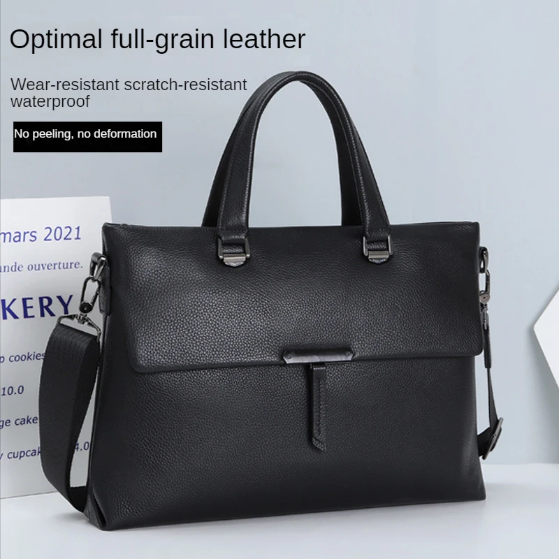 Genuine Leather High-Grade Men Briefcase Pure Cowhide Handbag Casual Laptop Bag Business Male Shoulder Messenger Bag