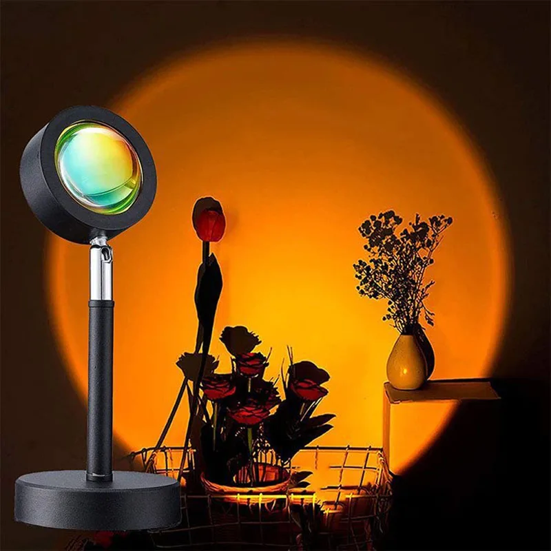 

LED Sunset Projection Rainbow Dusk Atmosphere Lamp USB Home Shop Bedroom Walls Decoration Photo Background Bedside Night Light