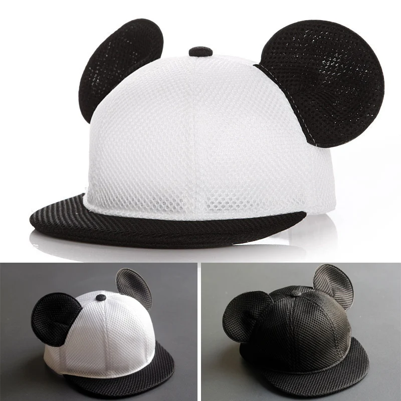 

2022 New Lovely Mickey Mouse Ear Baby Cap Fashion Adjustable Kids Baseball Cap Boys Girls Warm Flat Hat