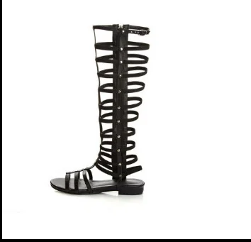

Woman Sandals Shoes Summer Style Flat Zip Fashion Rivet High Solid Gladiator Hollow Lady Casual Open Toe Slides